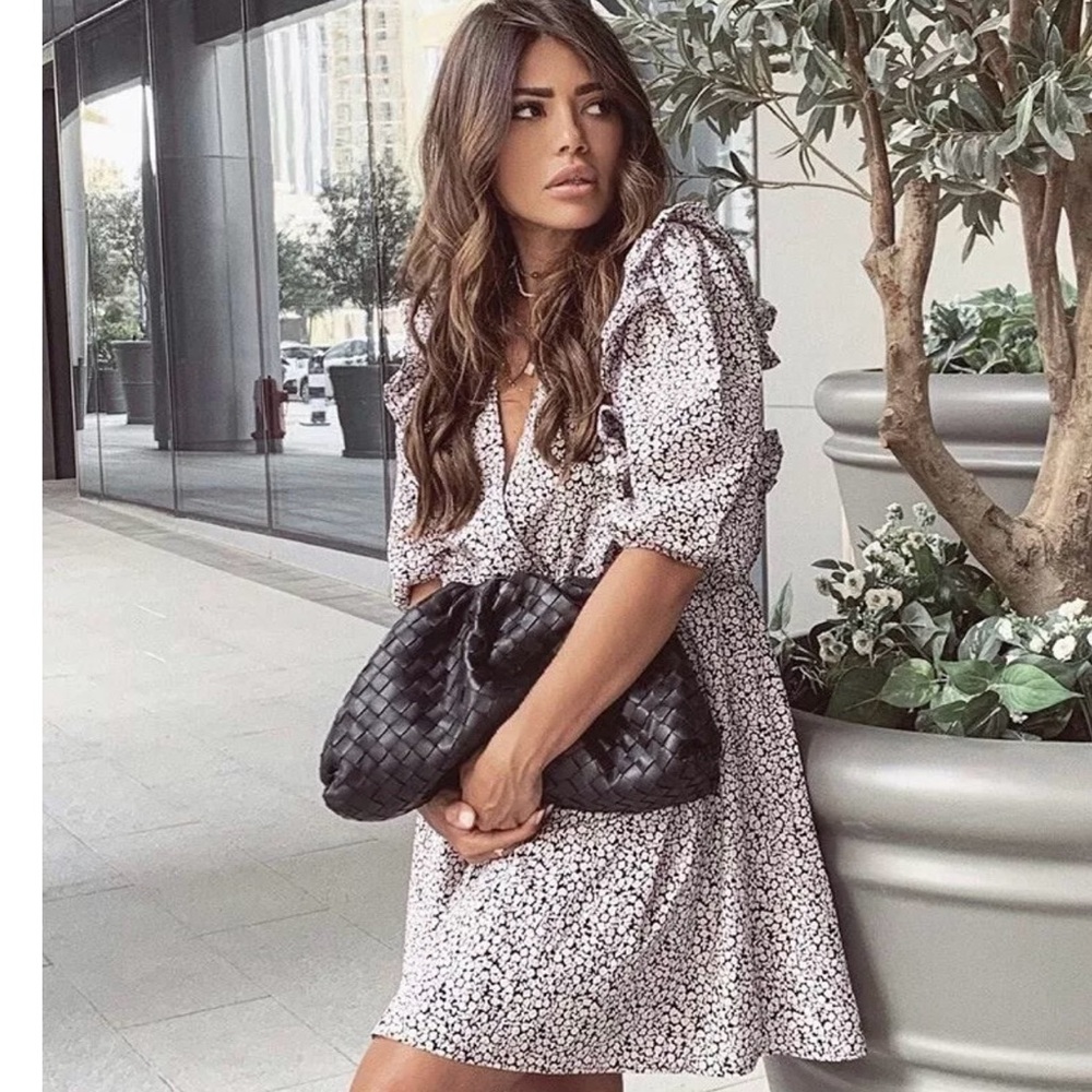 H&M Floral Puff Sleeve Mini Dress